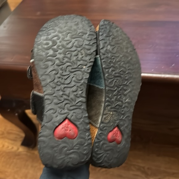 Think! Womens green/brown/black Leather Slides cork Sandals Hungary size 37 - Picture 3 of 5